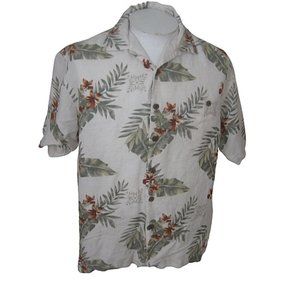Summa vintage Men Hawaiian camp shirt p2p 24 L aloha luau tropical linen blend